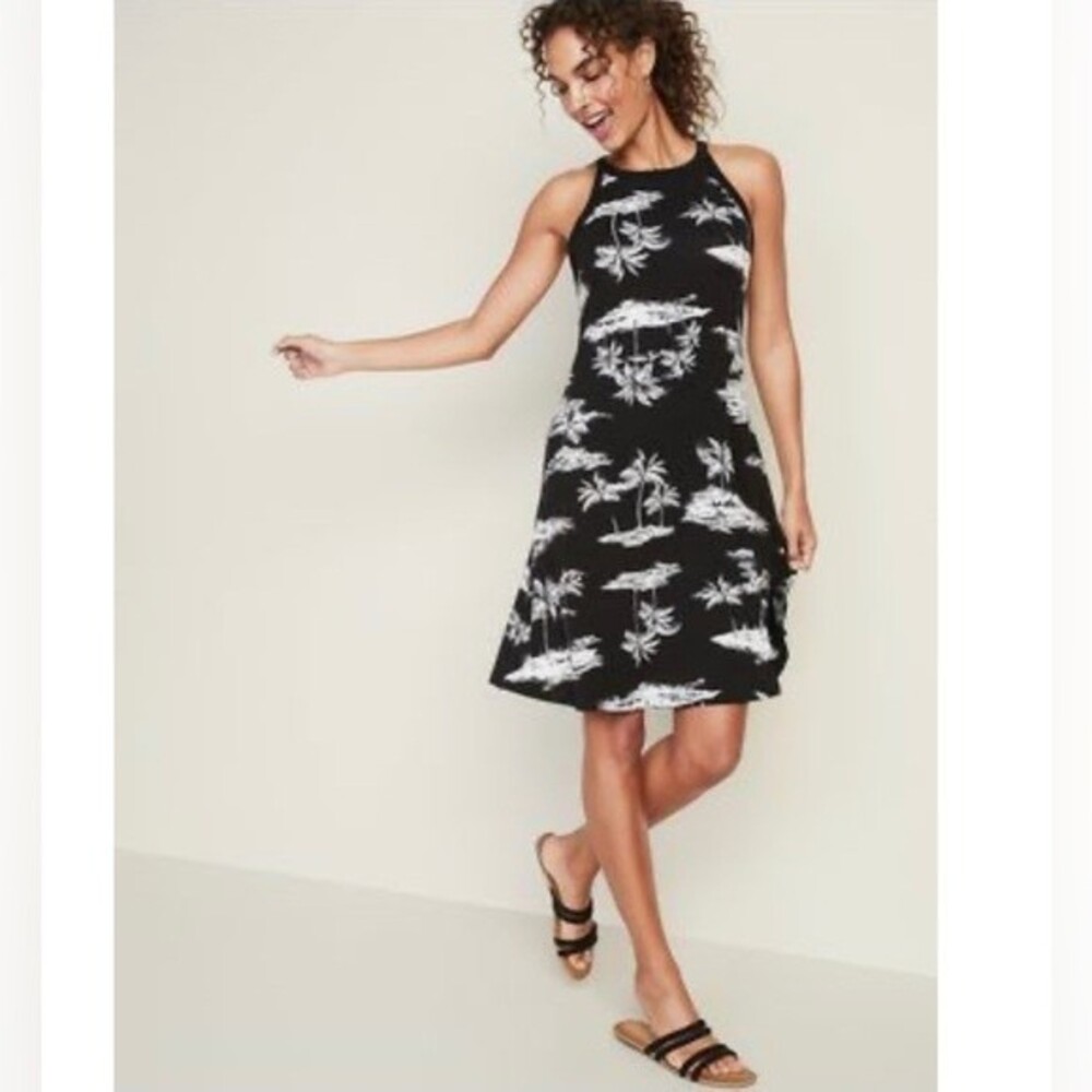 Old navy island print jersey shift dress size medium